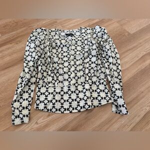 Isabel Marant Black and White Star Chain Print Silk Blouse